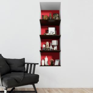 Wall decal 3D effect 4 shelves design